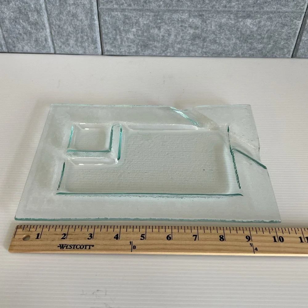 Green Recycled Glass Sushi Plate Rectangle w/Compartments
